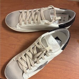 Golden Goose Cream and Black Sneakers